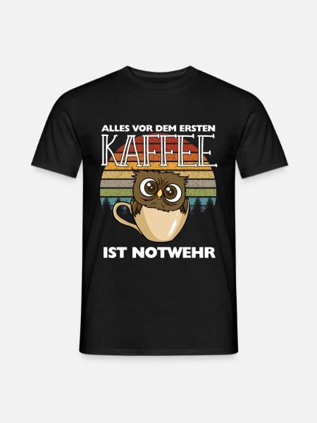 Kaffee Eule Langschläfer Morgenmuffel Koffein - Männer T-Shirt - Schwarz