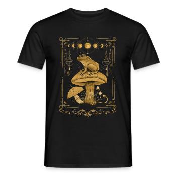 Cottagecore Dark Academia Goblincore Frog Mushroom - Men's T-Shirt - black - Front - AI Model Male 178 light (178cm)