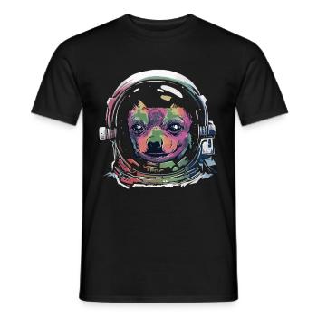 Chihuahua in Space Space Dog Astronaut - Men's T-Shirt - black - Front - AI Model Male 178 light (178cm)