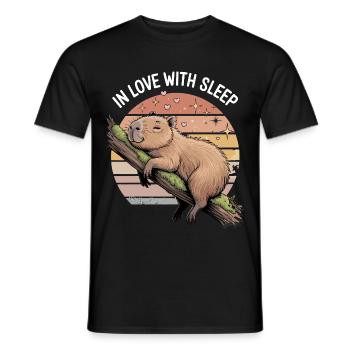 Cute Capybara Sleep Design - Men's T-Shirt - black - Front - AI Model Male 178 light (178cm)