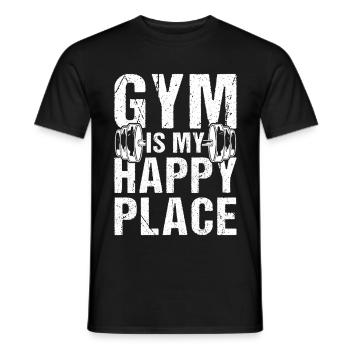 Powerlifting Bodybuilder Gym est ma salle de sport Happy Place - T-shirt homme - noir - Devant - AI Model Male 178 light (178cm)