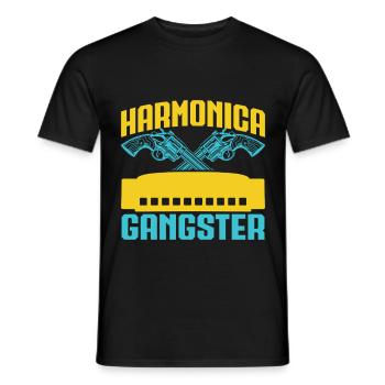 Funny Harmonica Player Gangster Harmonica - Männer T-Shirt - Schwarz - Vorne - AI Model Male 178 light (178cm)