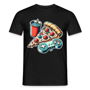 Pizza Gaming Gamer - Men's T-Shirt - black - Front - AI Model Male 178 light (178cm)