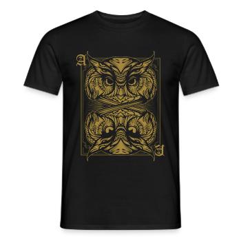 Cool owls playing card - Men's T-Shirt - black - Front - AI Model Male 178 light (178cm)