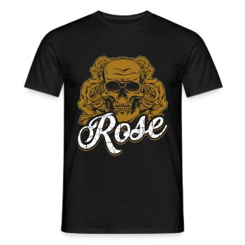 Skull Roses Flowers Skull Skull - Men's T-Shirt - black - Front - AI Model Male 178 light (178cm)