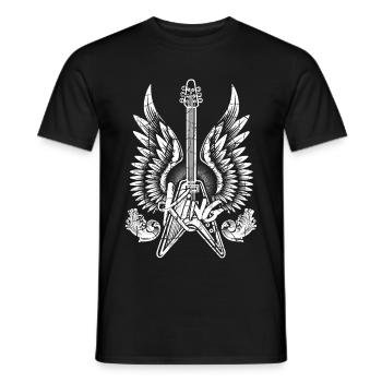 Electric guitar with grand piano rock guitarist - Men's T-Shirt - black - Front - AI Model Male 178 light (178cm)
