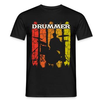 Musicien de batteur rétro vintage - T-shirt homme - noir - Devant - AI Model Male 178 light (178cm)