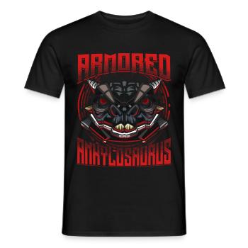 Cyborg Ankylosaurus Dinosaur Scifi - Men's T-Shirt - black - Front - AI Model Male 178 light (178cm)