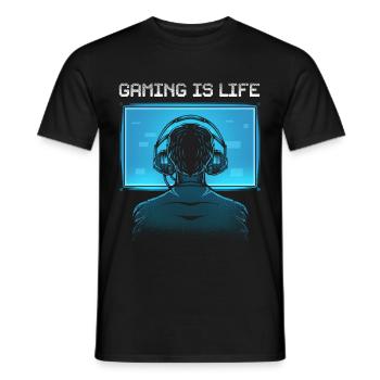 Gaming is Life - Men's T-Shirt - black - Front - AI Model Male 178 light (178cm)