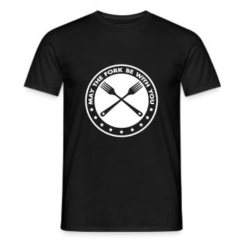 Möge die Gabel mit dir sein | Parodie Koch kochen - Männer T-Shirt - Schwarz - Vorne - AI Model Male 178 light (178cm)