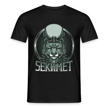 Goddess of war Sachmet Egyptian Egypt god - Men's T-Shirt - black - Front - AI Model Male 178 light (178cm)