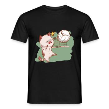 Volleyball chat volley ball chaton sport - T-shirt homme - noir - Devant - AI Model Male 178 light (178cm)