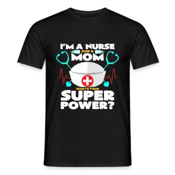 Supermama et Infirmière | Cadeau fête des mères - T-shirt homme - noir - Devant - AI Model Male 178 light (178cm)
