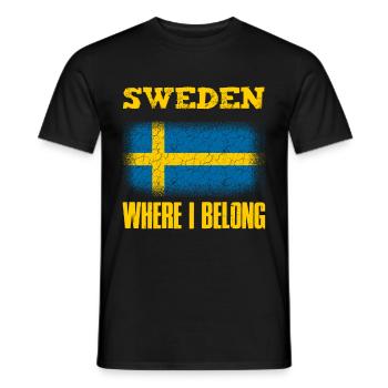 Svezia - T-shirt uomo - nero - Fronte - AI Model Male 178 light (178cm)