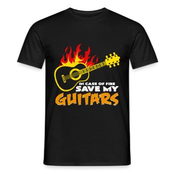 En cas d'incendie, économisez mes guitares | Cadeau de guitare - T-shirt homme - noir - Devant - AI Model Male 178 light (178cm)