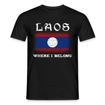 Laos - Männer T-Shirt - Schwarz - Vorne - AI Model Male 178 light (178cm)