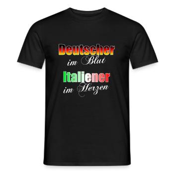 Deutscher im Blut Italiener im HerzenGeschenk - Männer T-Shirt - Schwarz - Vorne - AI Model Male 178 light (178cm)