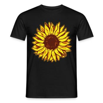 Sonnenblume Zeichnung Illustration Motiv - Männer T-Shirt - Schwarz - Vorne - AI Model Male 178 light (178cm)