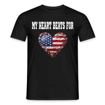 My Heart Beats For America für Patrioten - Männer T-Shirt - Schwarz - Vorne - AI Model Male 178 light (178cm)