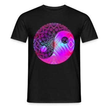 Psytrance Goa Trance Gift Shirt DJ Ladies - Men's T-Shirt - black - Front - AI Model Male 178 light (178cm)