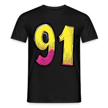 91 Number Comic - Men's T-Shirt - black - Front - AI Model Male 178 light (178cm)
