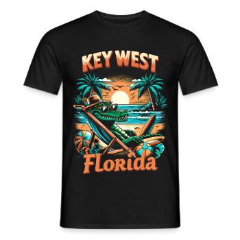 Chemise de vacances cool en Floride avec motif alligator - T-shirt homme - noir - Devant - AI Model Male 178 light (178cm)
