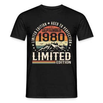 Cadeau Anniversaire Septembre 1980, September 1980 - T-shirt homme - noir - Devant - AI Model Male 178 light (178cm)