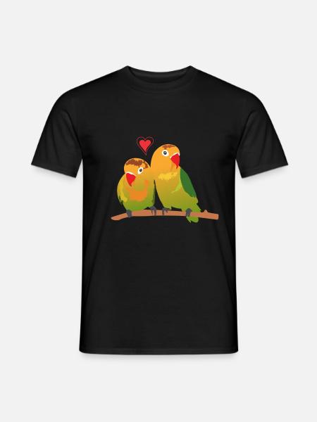 Lovebirds inseparable bird species cuddle - Men's T-Shirt - black