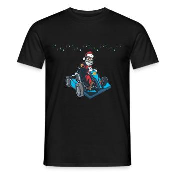 Christmas, Santa Gokart, Shirt Gift Racing FUN - Men's T-Shirt - black - Front - AI Model Male 178 light (178cm)