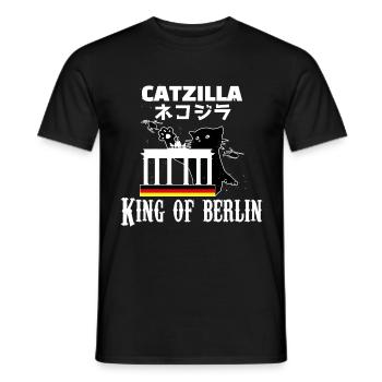 Catzilla Berlin, cadeau de chemise de cinéma de film de chat FUN - T-shirt homme - noir - Devant - AI Model Male 178 light (178cm)