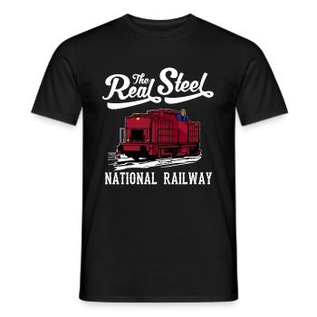 Chemin de fer, chemins de fer nationaux, conducteur de train, chemise de train - T-shirt homme - noir - Devant - AI Model Male 178 light (178cm)