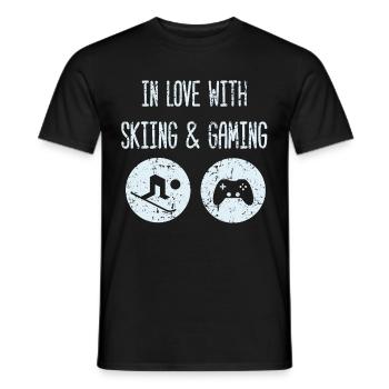 Ski et jeux vidéo Gamer Ski Sport jeu - T-shirt homme - noir - Devant - AI Model Male 178 light (178cm)