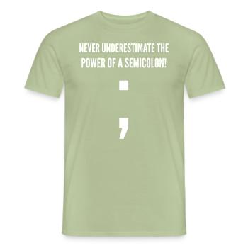 Semi-colons - T-shirt homme - vert sauge - Devant - AI Model Male 178 light (178cm)