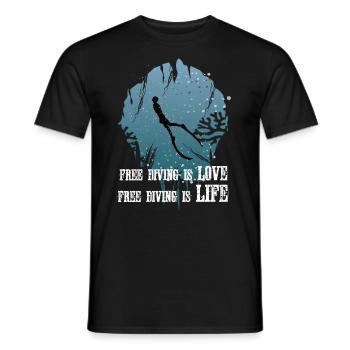 Freediving is Love freediving sea divers - Men's T-Shirt - black - Front - AI Model Male 178 light (178cm)