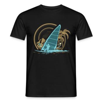 Windsurfen - Männer T-Shirt - Schwarz - Vorne - AI Model Male 178 light (178cm)