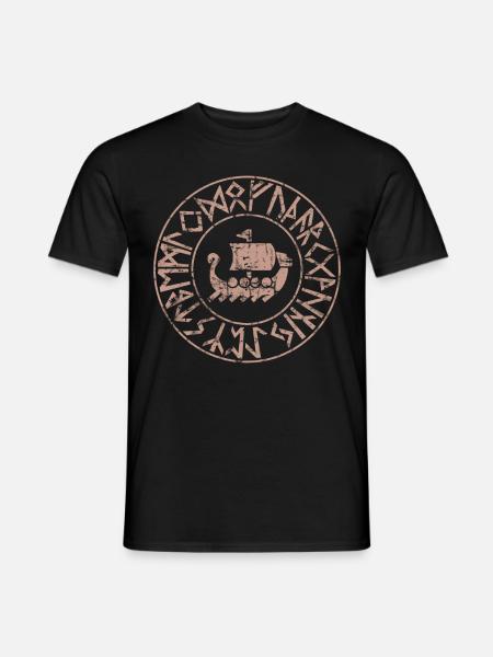 Spirit Ship Wikinger Futhark Runen Mythologie - Männer T-Shirt - Schwarz