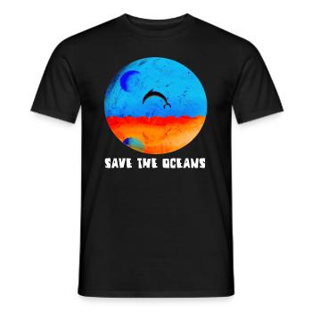One with the ocean - Save the Oceans Delfin Shirt - Männer T-Shirt - Schwarz - Vorne - AI Model Male 178 light (178cm)