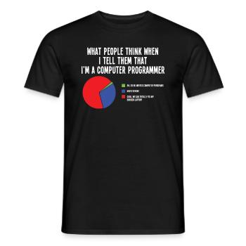 Funny saying for computer science programmers - Men's T-Shirt - black - Front - AI Model Male 178 light (178cm)