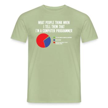 Lustiger Spruch für Informatiker Programmierer - Männer T-Shirt - Sage - Vorne - AI Model Male 178 light (178cm)
