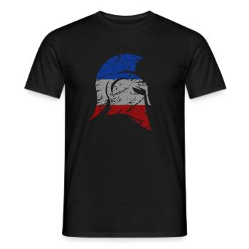 Spartanischer Helm blau weiß rot Frankreich Spartan - Männer T-Shirt - Schwarz - Vorne - AI Model Male 178 light (178cm)