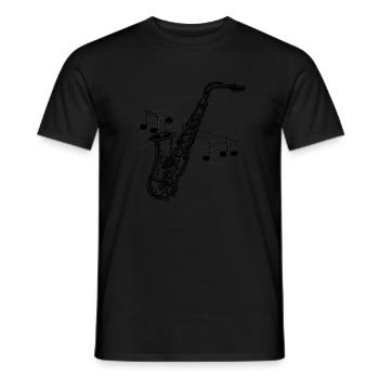 Saxophon Musik Zeichnung Partitur Schwarze Noten - Männer T-Shirt - Schwarz - Vorne - AI Model Male 178 light (178cm)