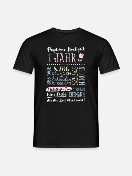 Papierhochzeit 1 Jahr Hochzeitstag Geschenk - Männer T-Shirt - Schwarz
