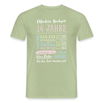 Elfenbeinhochzeit 14 Jahre Hochzeitstag Geschenk - Männer T-Shirt - Sage - Vorne - AI Model Male 178 light (178cm)