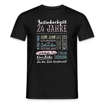 Satinhochzeit 24 Jahre Hochzeitstag Geschenk - Männer T-Shirt - Schwarz - Vorne - AI Model Male 178 light (178cm)