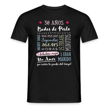 Regalo de 30 Aniversario Bodas de Perla - Männer T-Shirt - Schwarz - Vorne - AI Model Male 178 light (178cm)