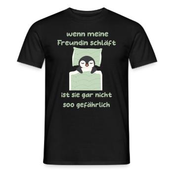 Schlafender Pinguin Schlafshirt Freundin Geschenk - Männer T-Shirt - Schwarz - Vorne - AI Model Male 178 light (178cm)