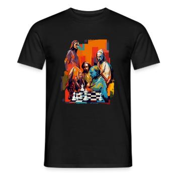 Chess games - Men's T-Shirt - black - Front - AI Model Male 178 light (178cm)