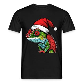 Tête d’animal de Noël caméléon - T-shirt homme - noir - Devant - AI Model Male 178 light (178cm)
