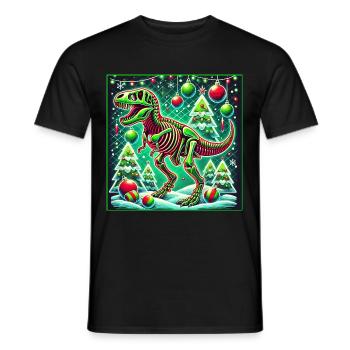 Dino Weihnachten T-Rex Weihnachtsbaum - Männer T-Shirt - Schwarz - Vorne - AI Model Male 178 light (178cm)