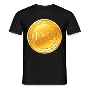 Goldmünze Jahrgang 1955 geboren - Männer T-Shirt - Schwarz - Vorne - AI Model Male 178 light (178cm)
